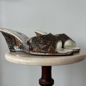 Vintage Frank Me Beverly Feldman Beaded Wedge Heels